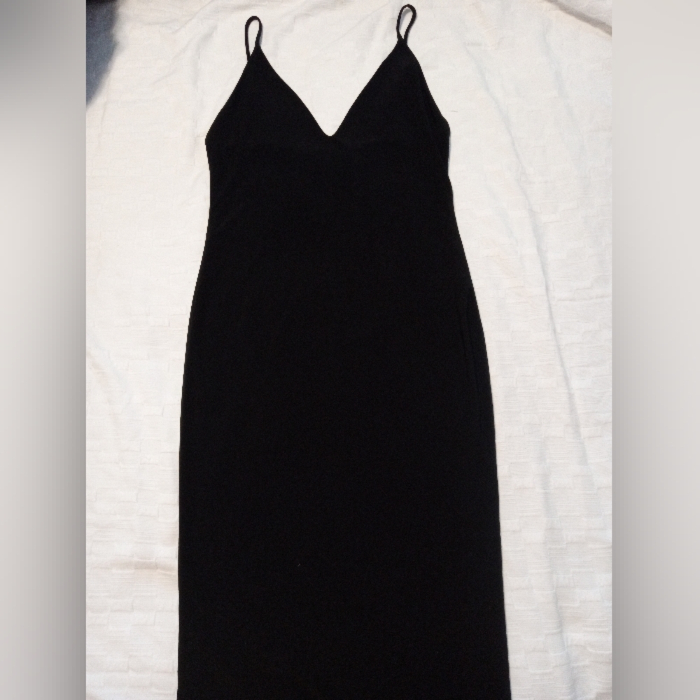 Black V Neck Bodycon Midi Dress
